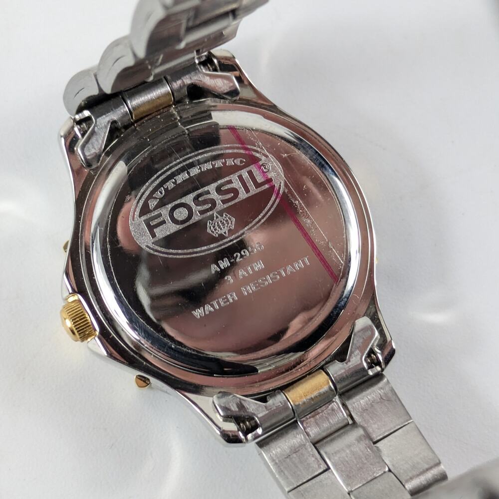 Fossil AM-2956 Womens Wrist Watch 1994 Green Silver NEEDS BATTERY Authentic Case - Picture 9 of 15